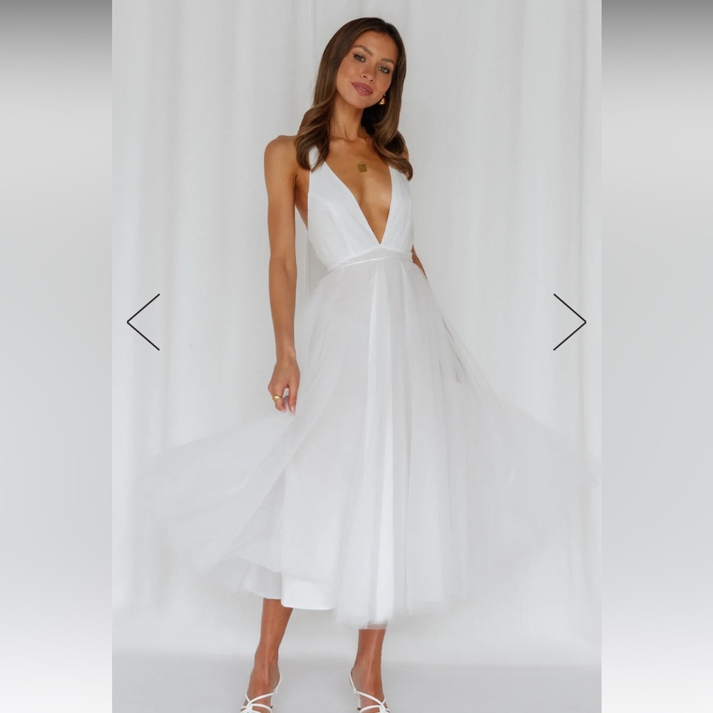 Hello Molly Summer Cinderella White Midi Dress XS